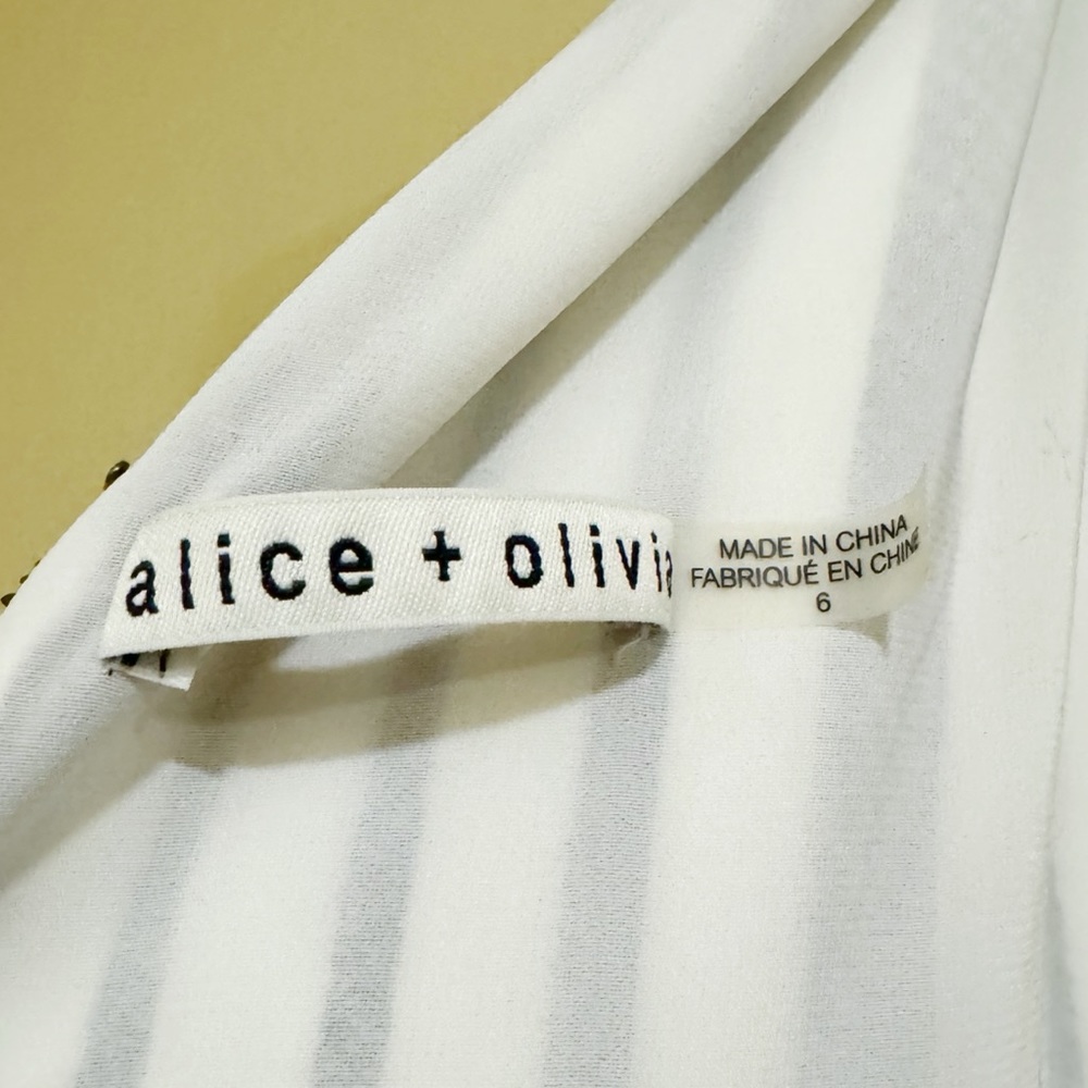 Alice + Olivia Laurice Knot Front Striped Wide Leg Jumpsuit in Blue/White Size 6 - Picture 9 of 16